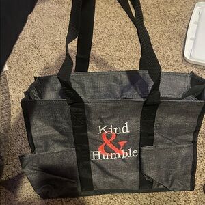 thirty-one Charcoal Gray Tote with Red Accent "Kind & Humble"